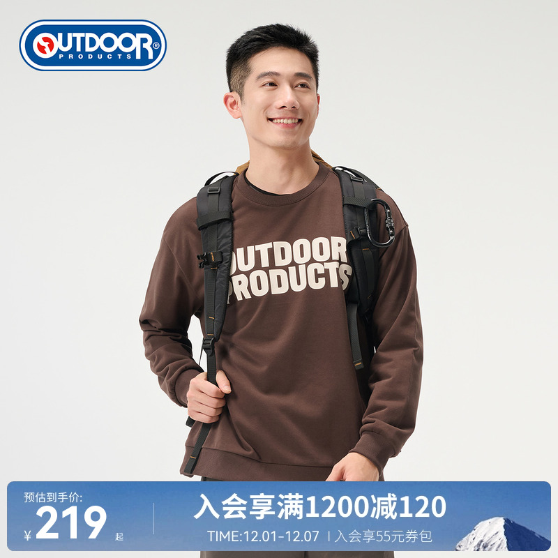 outdoor products 秋冬新品男式圆领卫衣字母印花通勤百搭