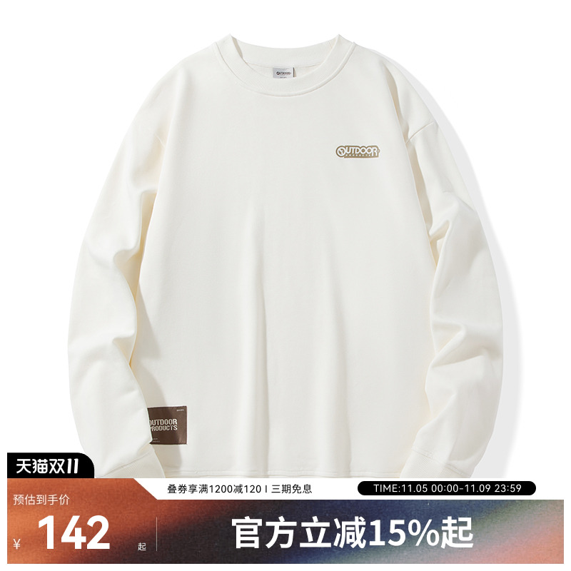 outdoor products新款春夏圆领户外休闲logo贴标棉感男式卫衣