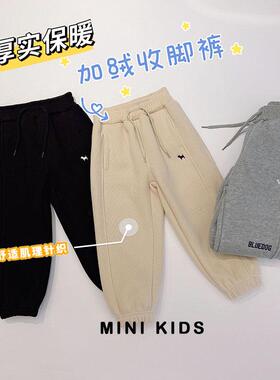 上学BI备！好穿~韩国单儿童秋冬裤子 保暖针织加绒收脚裤休闲运动