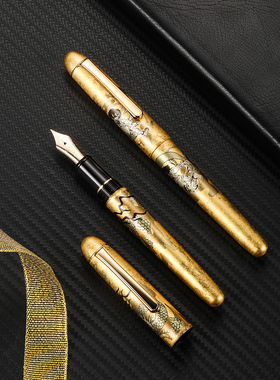 PLATINUM白金旗舰店3776金沢箔PNB-30000H/PNB-35000H万年笔 升龙风神雷神14K金尖钢笔送礼品日本收藏馈赠