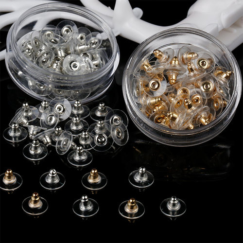 防过敏透明硅胶银色耳堵