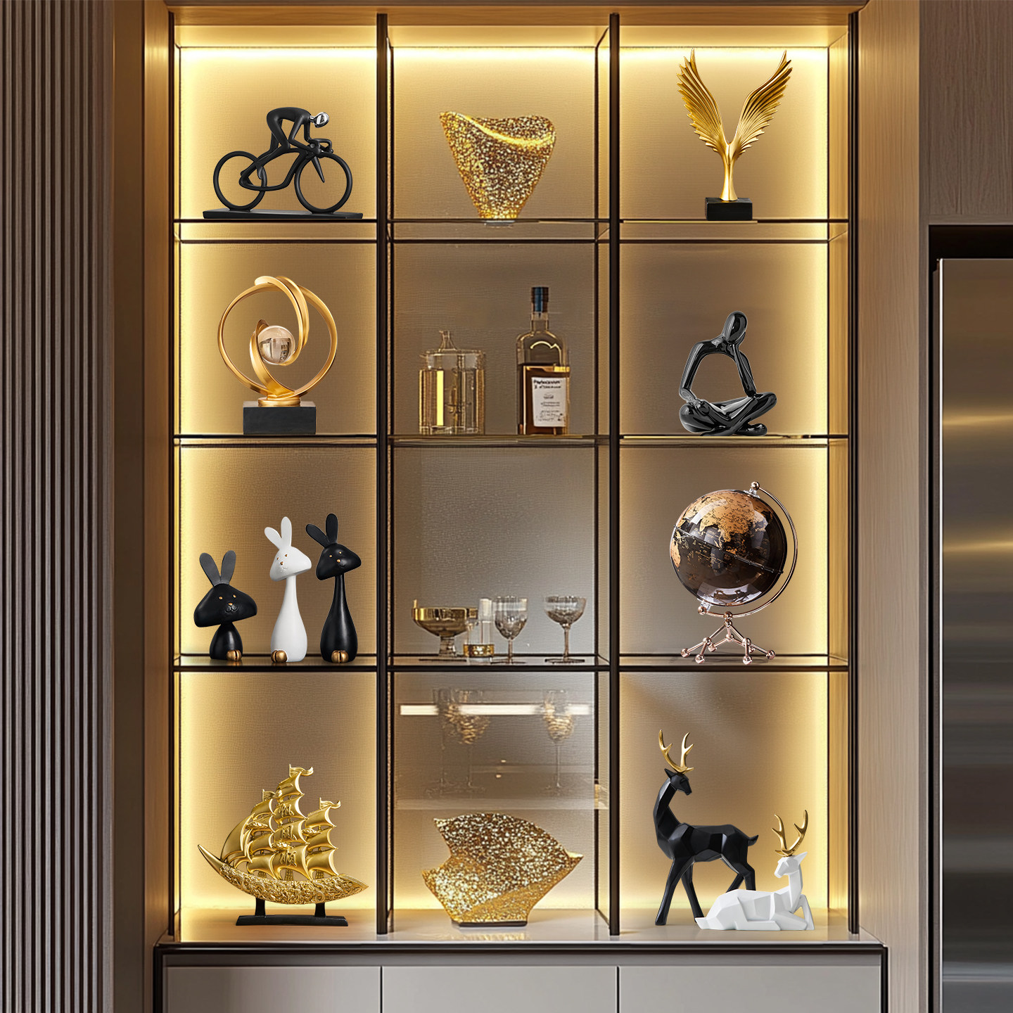 现代酒柜摆件家居装饰品高级感小众玄关电视柜装饰品客厅工艺品,家居饰品,装饰摆件,淘宝优惠券,粉丝福利购,淘宝优惠卷