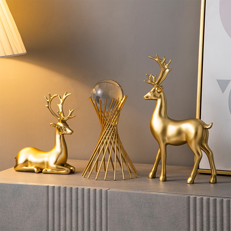 新中式招财鹿摆件家居装饰品