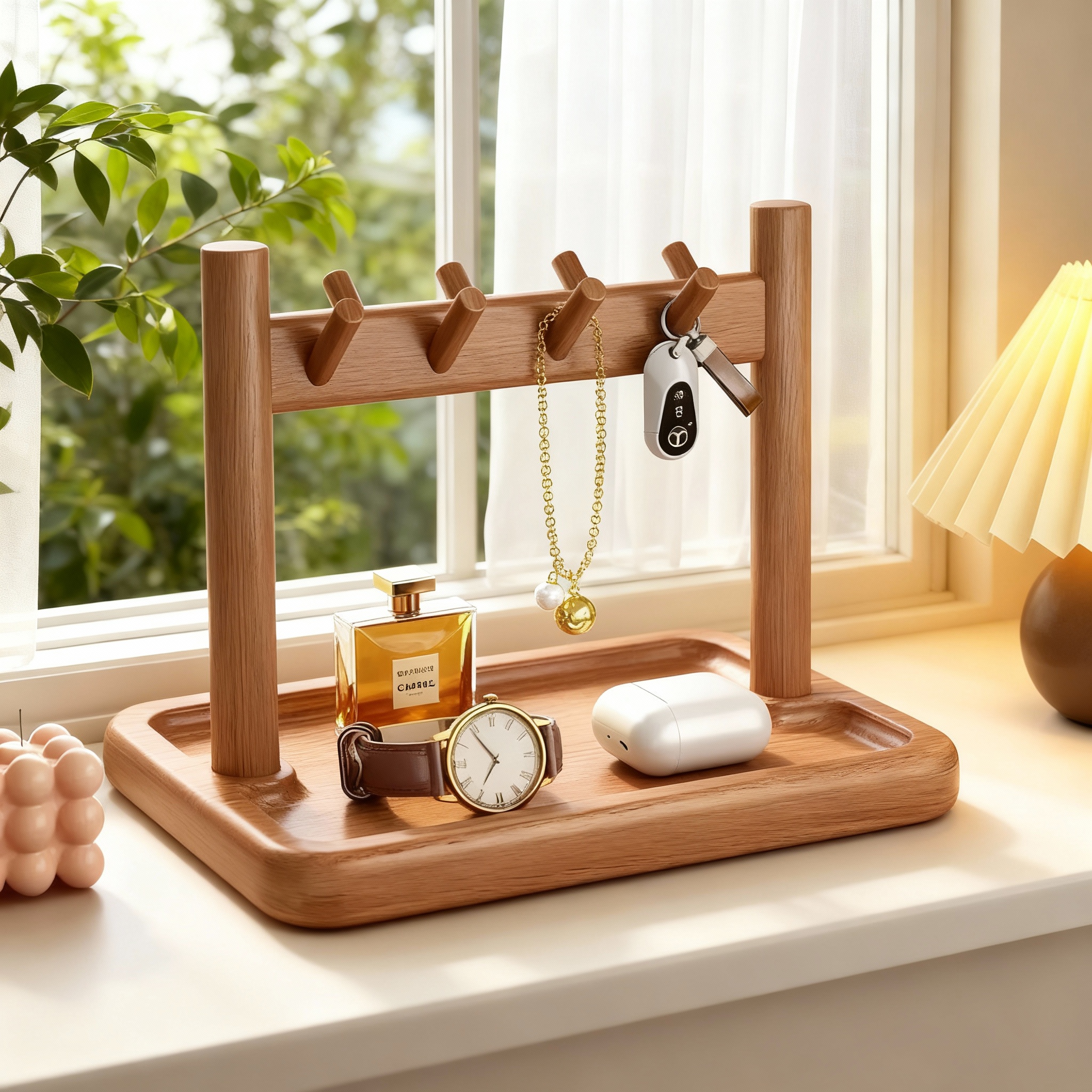 实木桌面收纳架多功能首饰展示盘