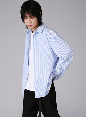 Senior Role 19SS 条纹廓形长袖男宽松落肩条纹衬衫