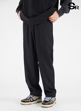 Senior Role潮牌秋冬百搭休闲裤宽松黑色裤潮流直筒男女同款西裤