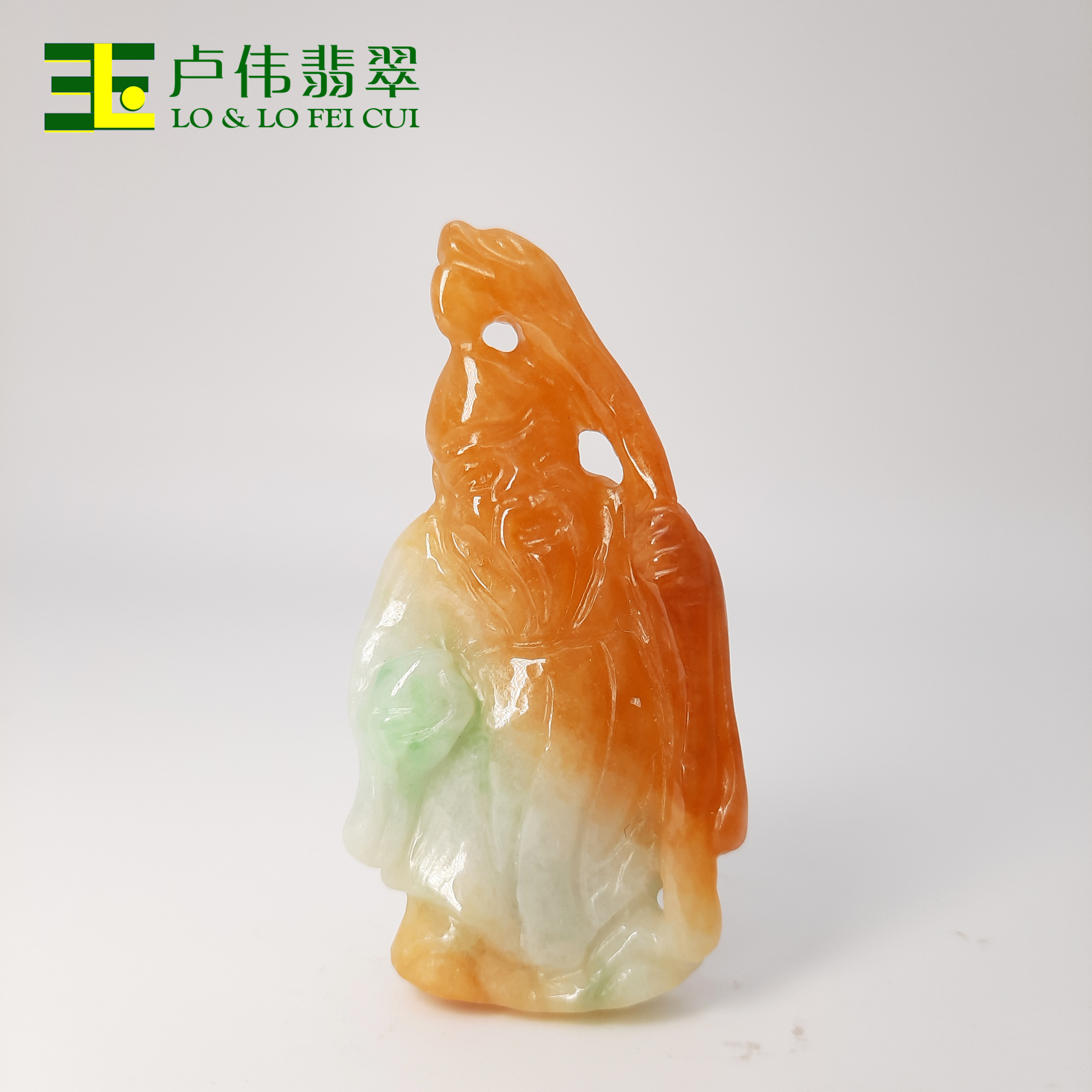 卢伟翡翠 《寿星公》巧色红翡(皇家玉)缅甸天然翡翠玉牌挂件