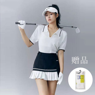 golf速干防走光百褶裙 2023新款 韩国高尔夫服装 女套装 冰丝POLO短袖
