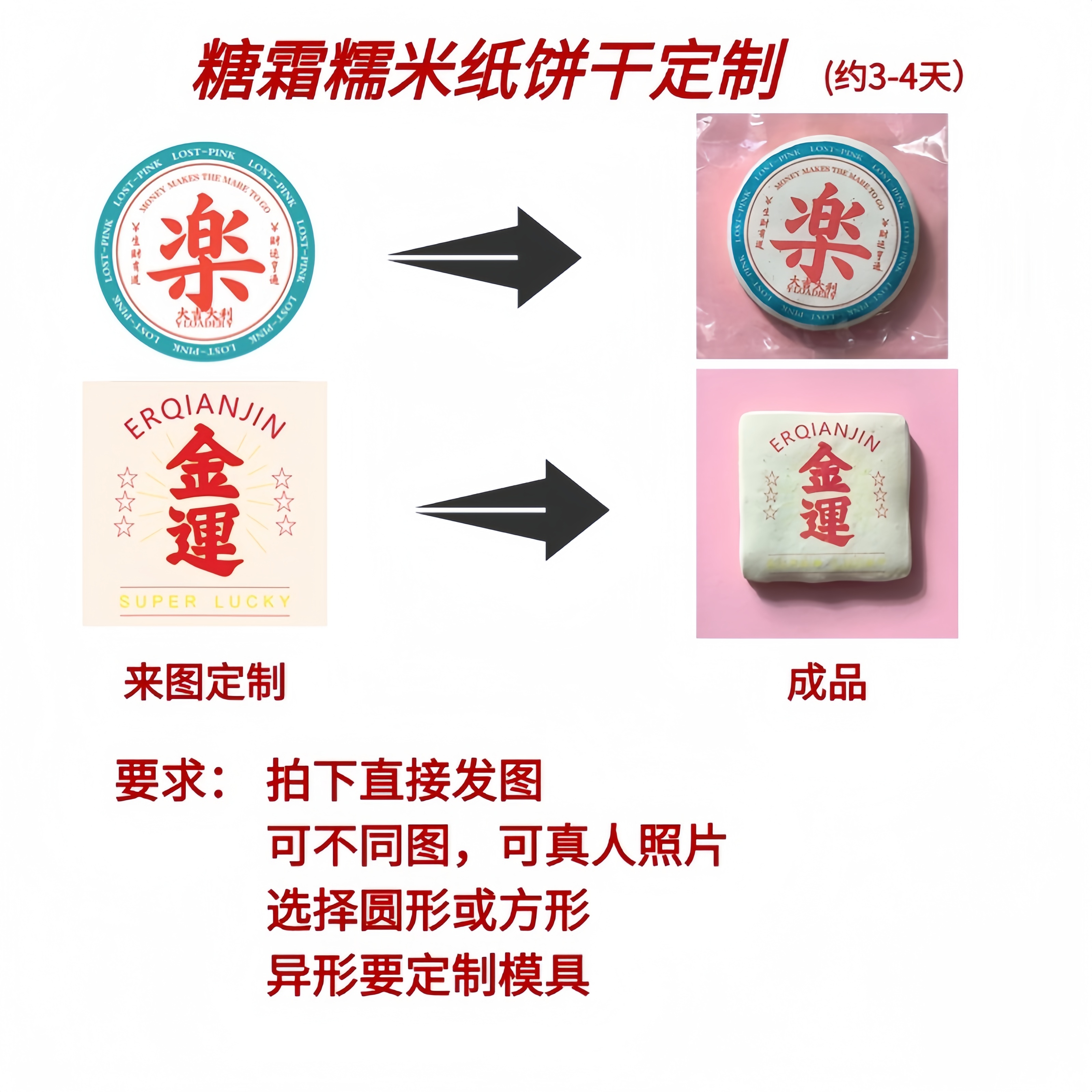 定制饼干曲奇饼干糖霜糯米纸