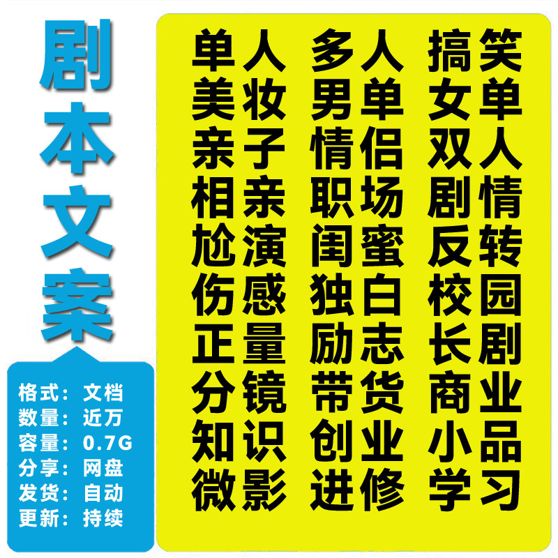 剧本文案自媒体创作素材单人多人相亲职场剧情尬演闺蜜反转伤感