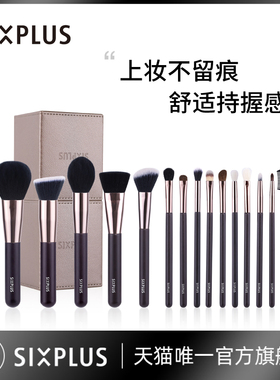 sixplus西朴西15支化妆刷套装眼影刷腮红刷散粉刷动物毛套刷唇刷
