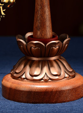 手摇转动轮底座 西藏式实木转金筒莲花财神箭 手持转动筒底座摆件