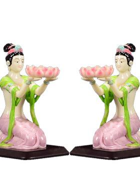 摆件烛台酥油灯座飞天仙女造型