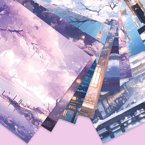 大角色悠悠小船古风正方形手工纸