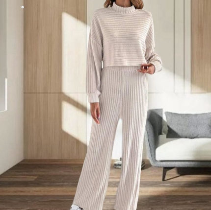 2024 Knitted Pit Strip Fashion Shoulder Straight Tube Set