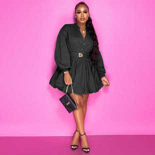 cardigan long sleeved 2024stand tied half waist dress collar