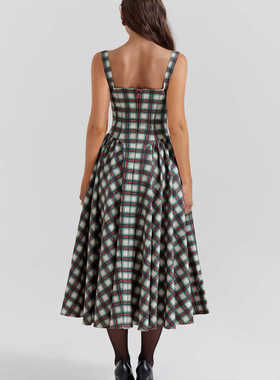 2024 temperament low cut suspender style large hem dress