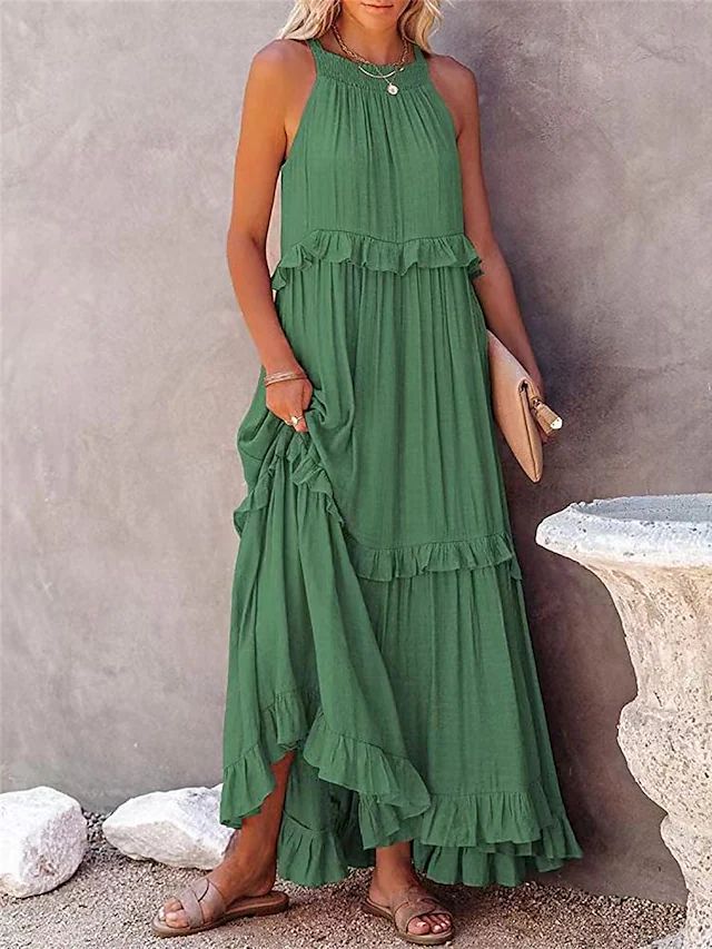 2024 Vacation Wind Lotus Leaf Edge Dress Large Beach Skirt