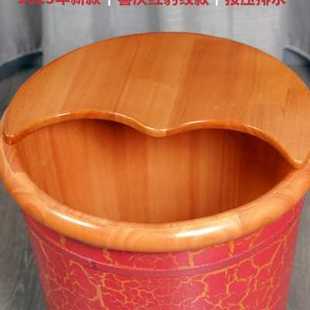 高品质带排水泡脚木桶足浴桶木盆洗脚桶加厚带盖木质家用过小腿