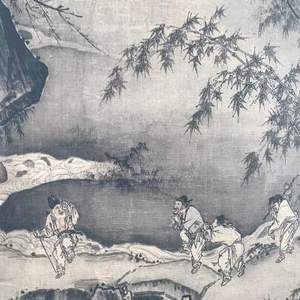 新款古典名画明代字画马远水墨山水画卷轴挂画送礼品国画中式装饰