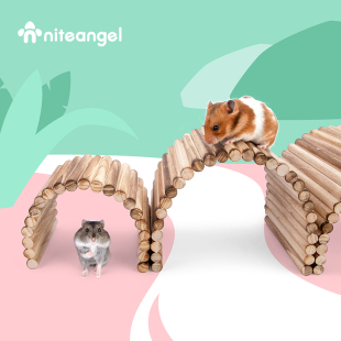Niteangel艾特 仓鼠围栏炭烤秋千杨木拱桥笼子造景隔断爬梯躲避屋