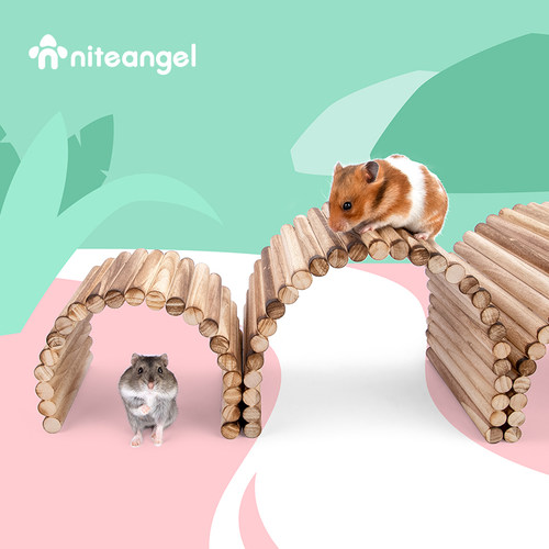 Niteangel艾特 仓鼠围栏炭烤秋千杨木拱桥笼子造景隔断爬梯躲避屋