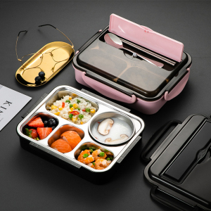 304不锈钢食品级 保温饭盒中学生上班族少女心可微波炉加热便当盒