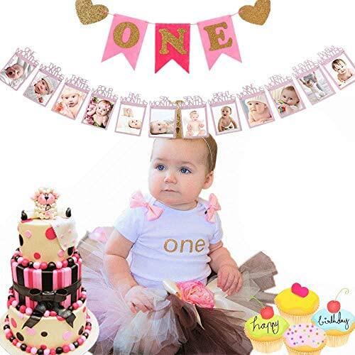 jevenis glittering baby first birthday decorations banner 