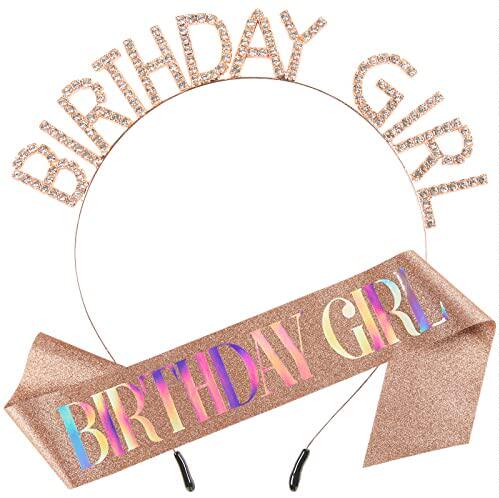 birthday girl headband for women sash and tiara kit rhinesto