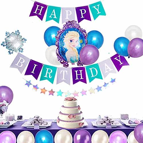 purple princess elsa birthday party banner garland balloon d