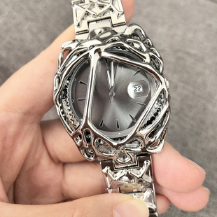 千禧年异形表alabaster中古风小众蛛网日历欧美炫酷男士 手表礼物