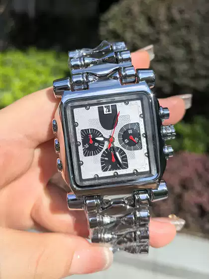 Y2K Special-Shaped Watch, Personalized Future Warrior Pioneer, Large Dial, Luminous Calendar, European and American Style Steel Band Men's Watch