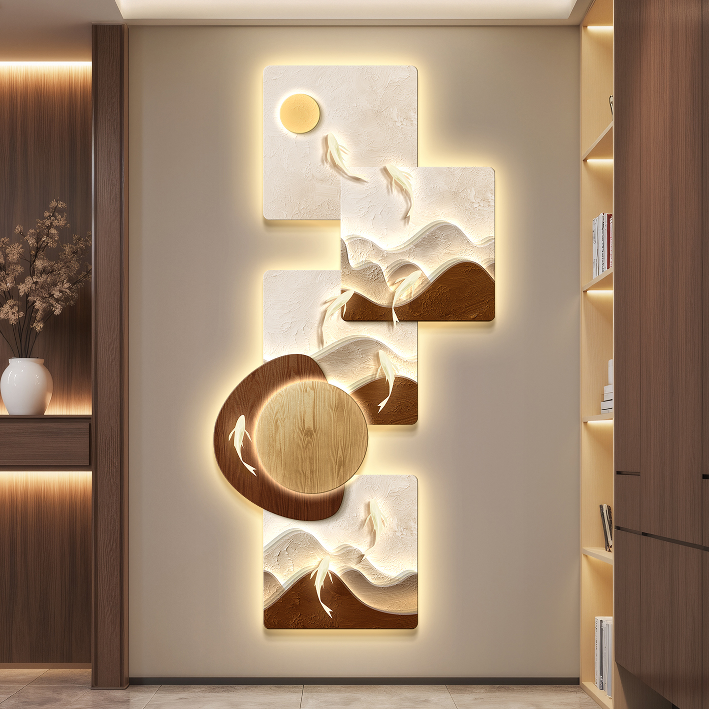 轻奢led带灯入户进门玄关装饰画走廊过道挂画壁画简约现代高级感