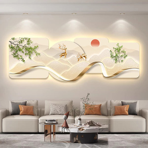 LED客厅高端装饰画新款沙发背景墙壁画高级感灯光画卧室床头挂画
