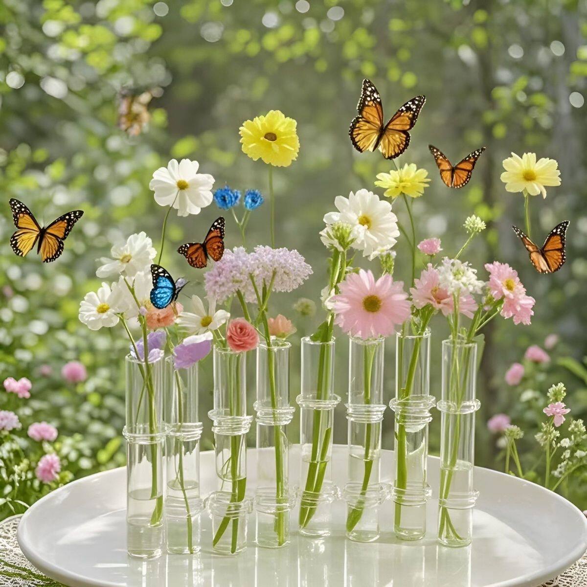 试管花瓶小摆件客厅轻奢高档玻璃花架鲜花水培插花试管花瓶不含花