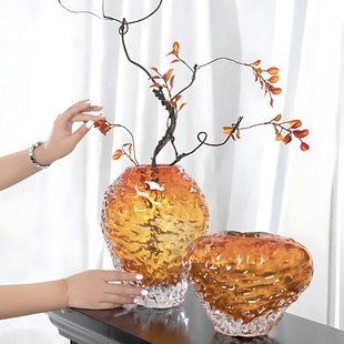 轻奢玻璃花瓶创意玄关餐桌花器摆件客厅插花电视柜水培器皿摆件