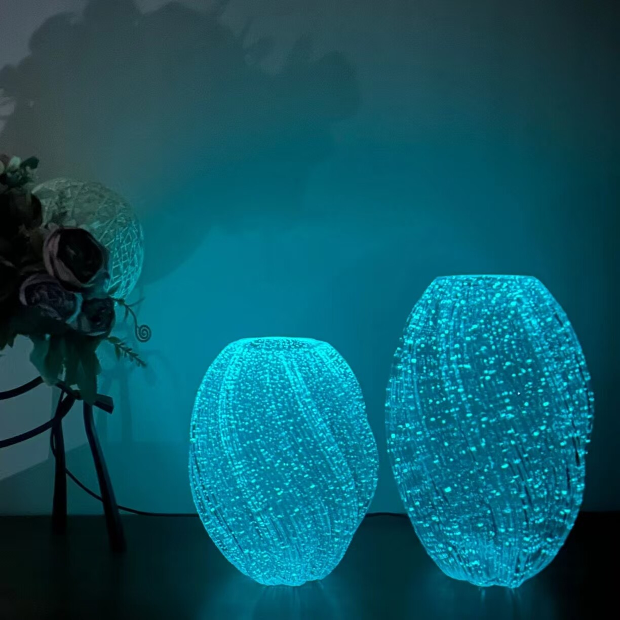 【夜光玻璃花器玻璃花瓶】高级感插花装饰麦芽糖花瓶透明水培器皿