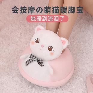 萌猫卡通足机脚底器腿部热958按摩足底小腿揉捏毛绒疗加家用足部