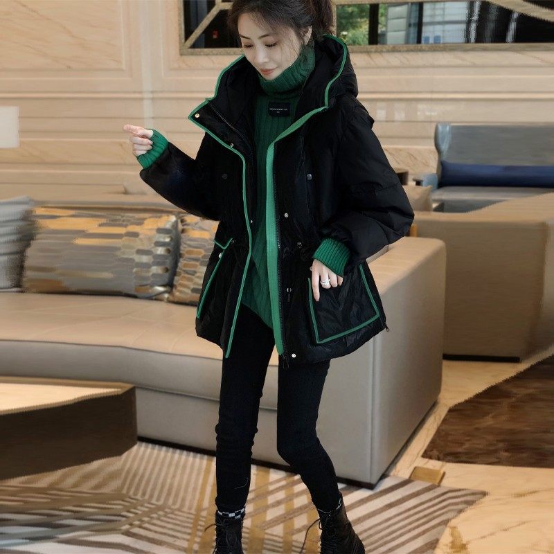 黑色连帽棉服爆款时尚中长款加厚派克服外套女秋冬季2025新款欧货