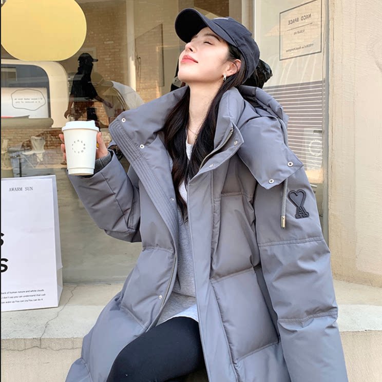 爱心长款棉服2024年新款男女羽绒服情侣设计感面包服大码棉衣外套