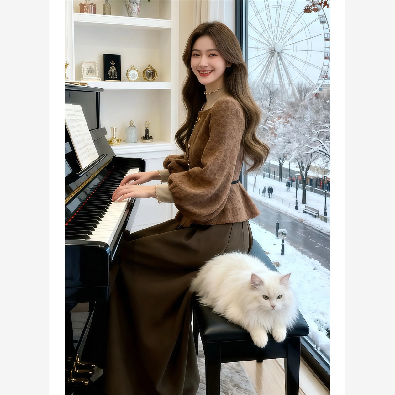 富家千金2025冬装套装法式复古高级感收腰小香风外套半身裙两件套