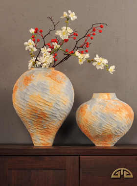 景德镇陶瓷花瓶客厅插花侘寂风禅意茶室玄关中式装饰品