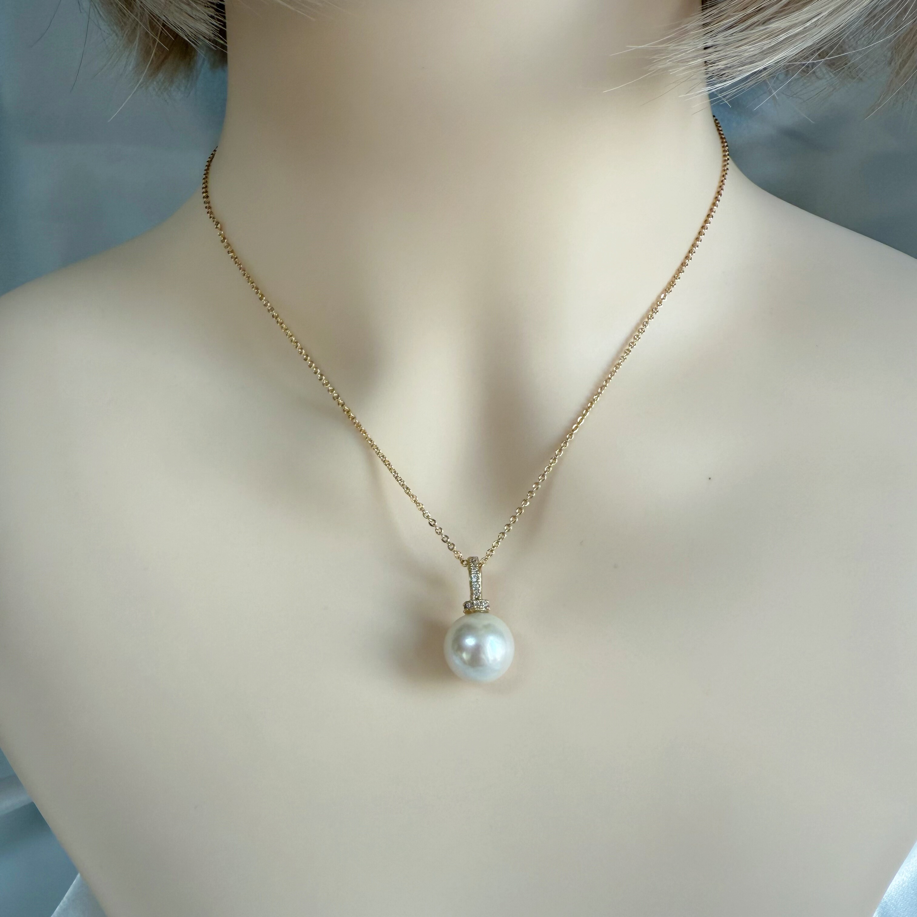 一物一拍大点位11.7mm极光正圆天然珍珠吊坠万能扣项链