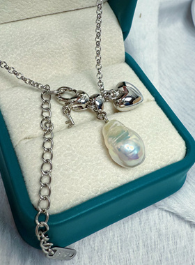 镜面极光无瑕水滴圆巴牛油果天然淡水珍珠项链多功能可调节