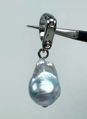 镜面无瑕极光蓝血海水真多麻水滴纯天然珍珠吊坠万能扣