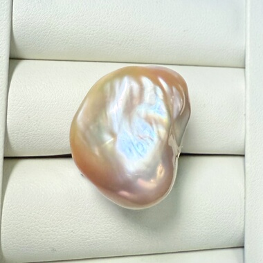 一物一拍极光大鱼尾扇尾炫彩大巴洛克天然珍珠戒指可调节