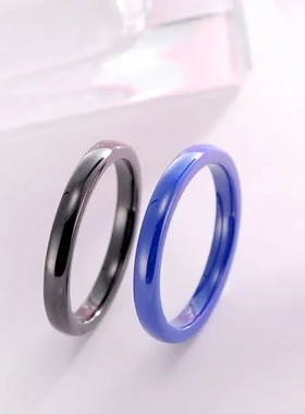 戒指简约3mm太空指环氧化锆陶瓷情侣戒黑白陶瓷陶瓷