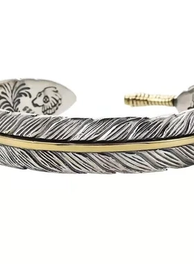 手镯开口手饰羽毛潮男饰品手环唐草纹高桥吾郎个性百搭复古