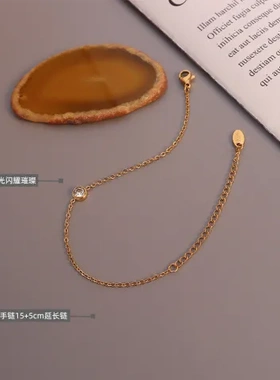 手链单钻手饰18k金镶嵌钻石不掉色ins风钛钢欧美bracelet