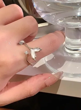 戒指高级感设计手饰品轻奢女设计小众精致独特开口食指戒鱼尾